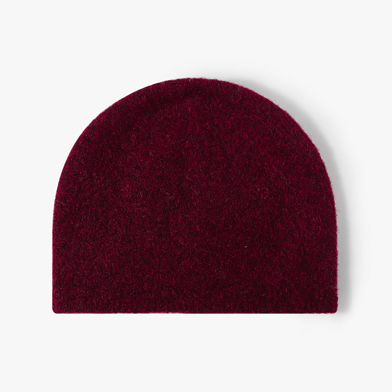 Burgundy brushed wool brimless knit beanie product view