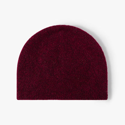 Burgundy brushed wool brimless knit beanie product view