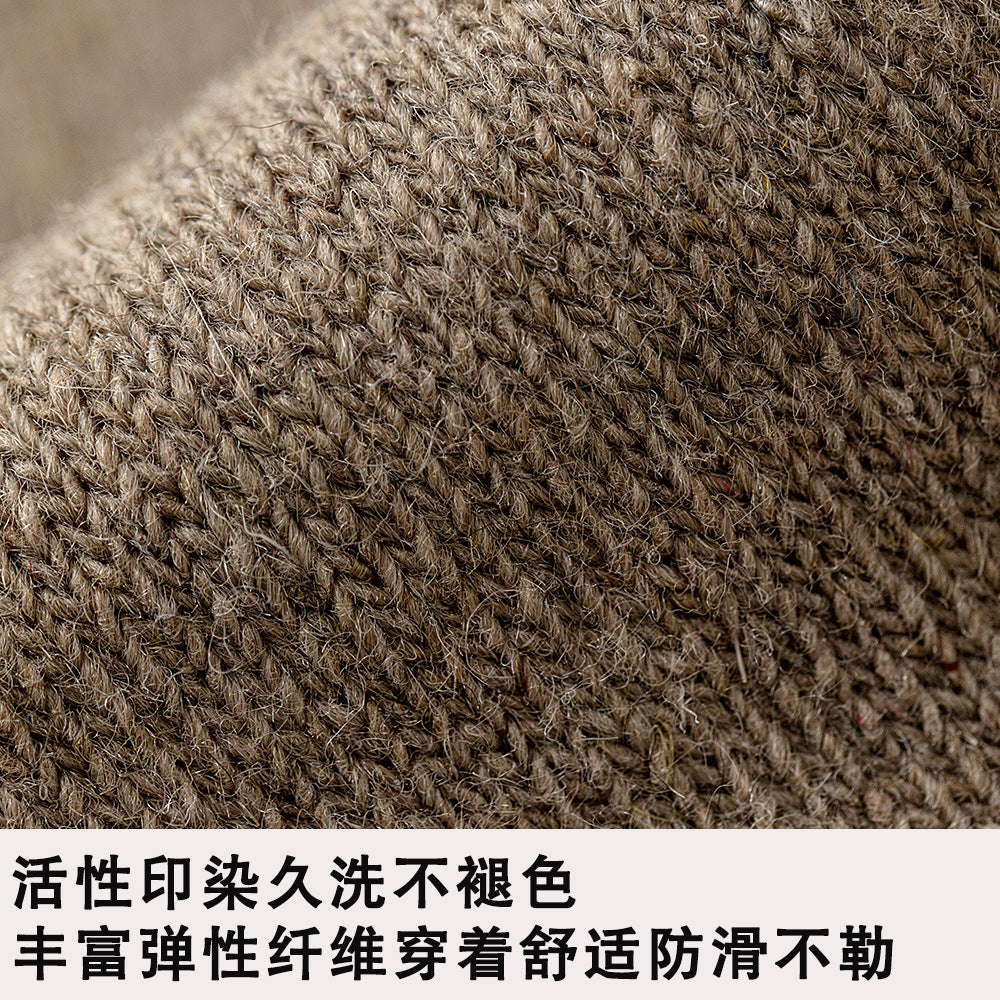 秋冬新款日系羊绒袜子女韩版条纹袜子学院风中筒堆堆袜加厚长袜女