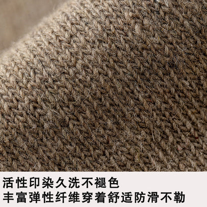 秋冬新款日系羊绒袜子女韩版条纹袜子学院风中筒堆堆袜加厚长袜女