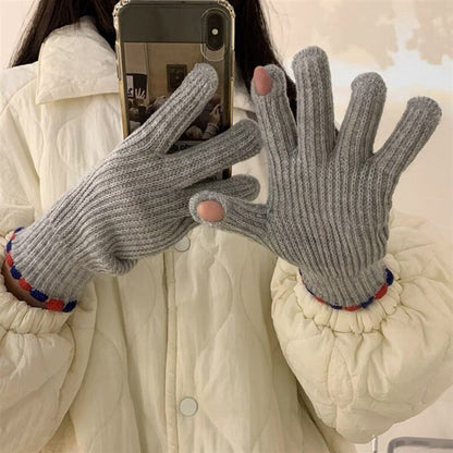 Gloving - Ribbed Knit Loop-Accent Gloves