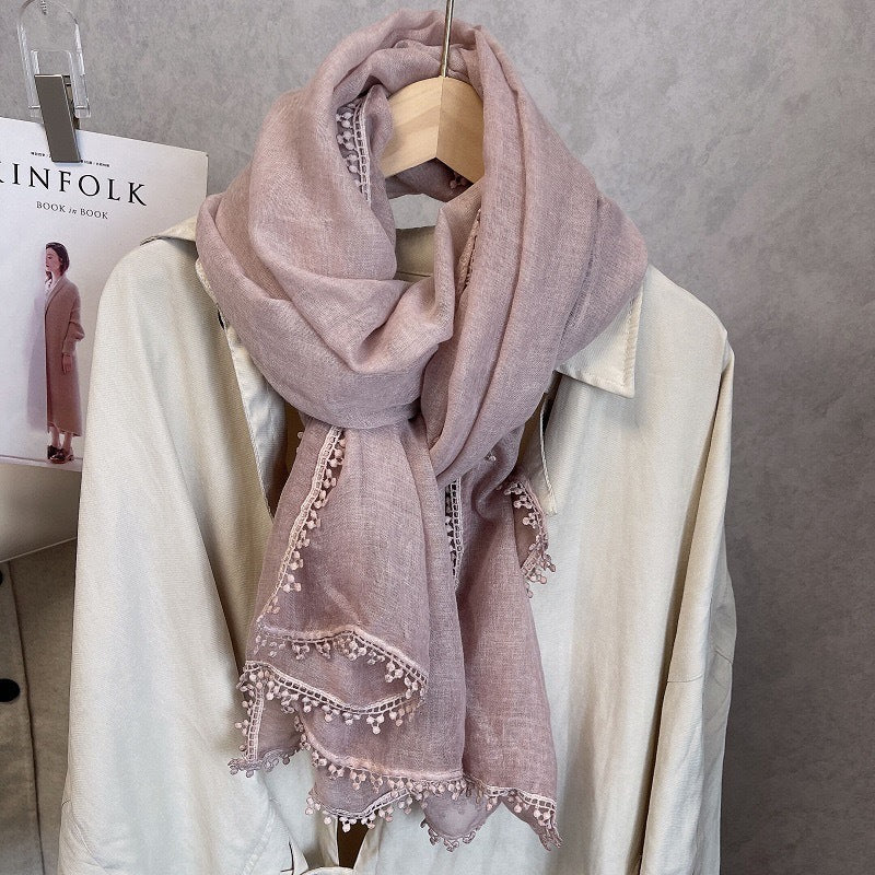 Scarvii light airy oversized solid fringe scarf image 3