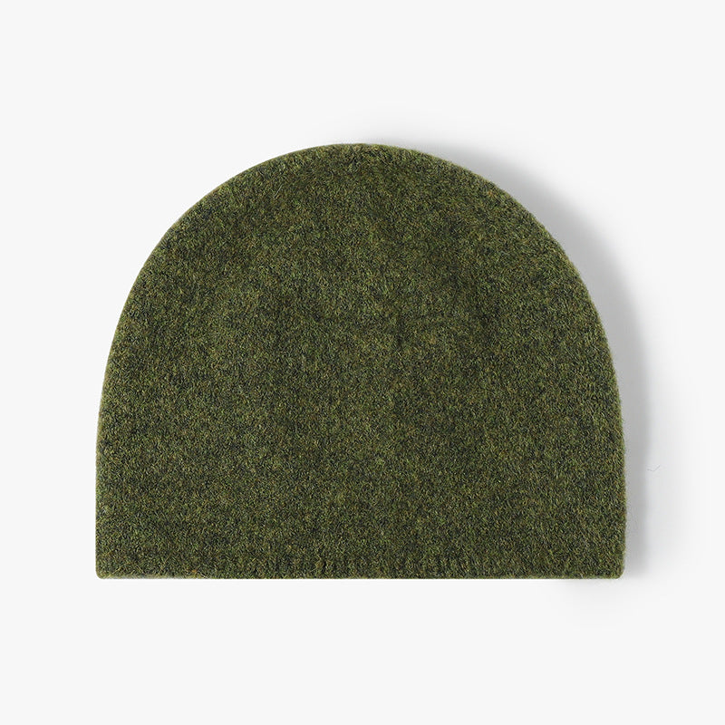 Green brushed wool brimless knit beanie product view