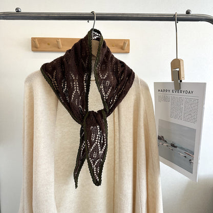 Product image for Scarvii - Scalloped-Trim Tapered Skinny Scarf (Dark Brown)
