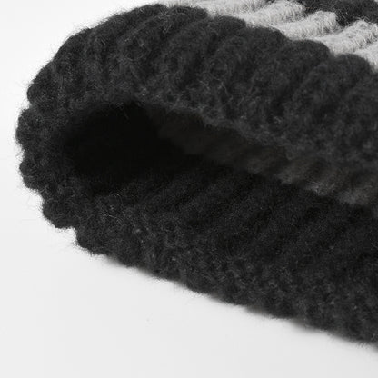 White wide-stripe cuffed knit beanie product view