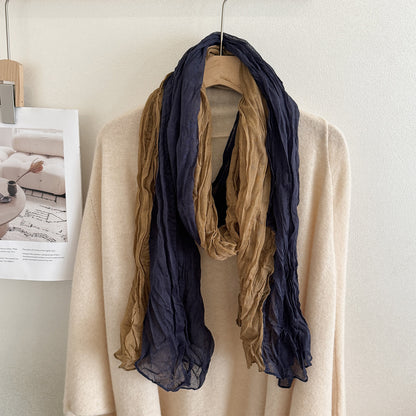 Product image for Scarvii - Color Block Long Scarf Scarf (Navy / Camel)