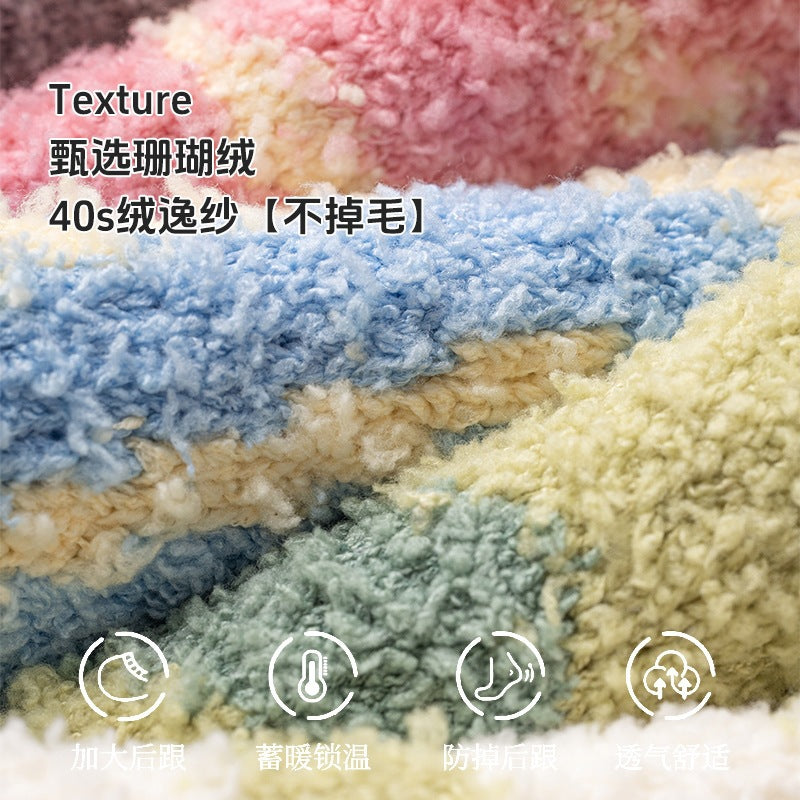 加绒加厚中筒袜居家地板袜保暖睡眠袜卡通秋冬季动物