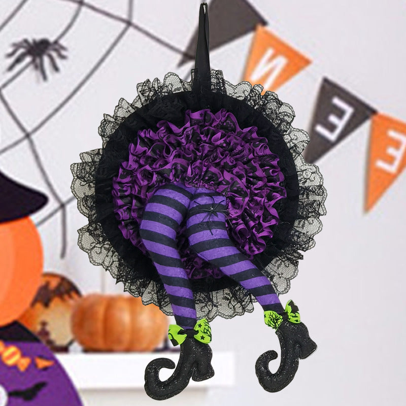 Hallo - Halloween Witch Leg Hanging Wreath