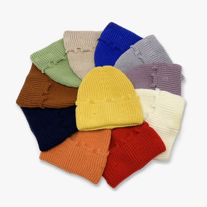 Haila - Solid Color Distressed Frayed Knitted Hat for Women