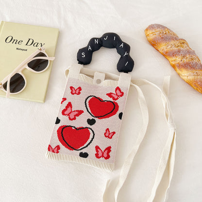 Cosbai mini knitted crossbody and handbag with visible knit pattern close-up