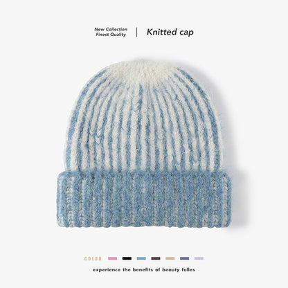 Light Blue two-tone ribbed cuffed beanie product view