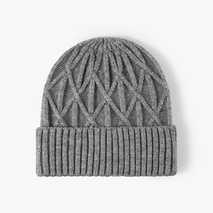Gray chevron textured cuffed knit beanie product view