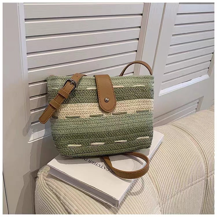 Gradient Color Paper Woven Straw Bag