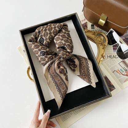 Product image for Scarvii - Geometric Border Square Scarf (Coffee)