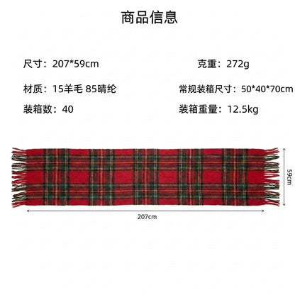 跨境专供｜仿羊绒材质红色格子围巾｜百搭舒适保暖｜支持定制