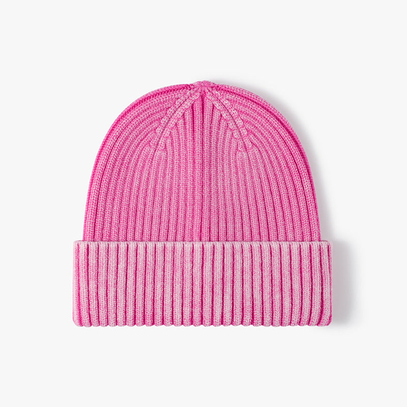 Rose Red heathered ribbed cuffed knit beanie product view