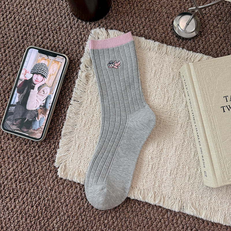 Rufia - Patterned Ribbed Crew Socks