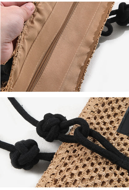 Cosbai - Large Capacity Single Shoulder Tote Straw Bag