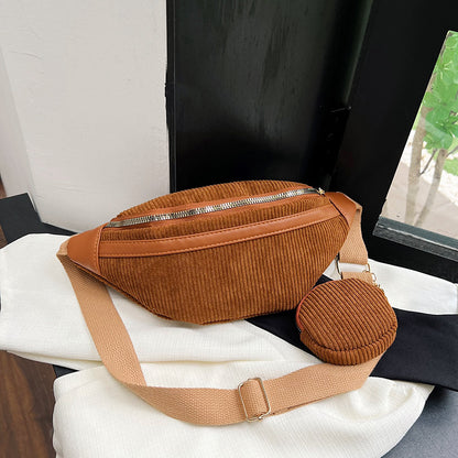 Cosbai - Corduroy Texture Waist Coin Purse