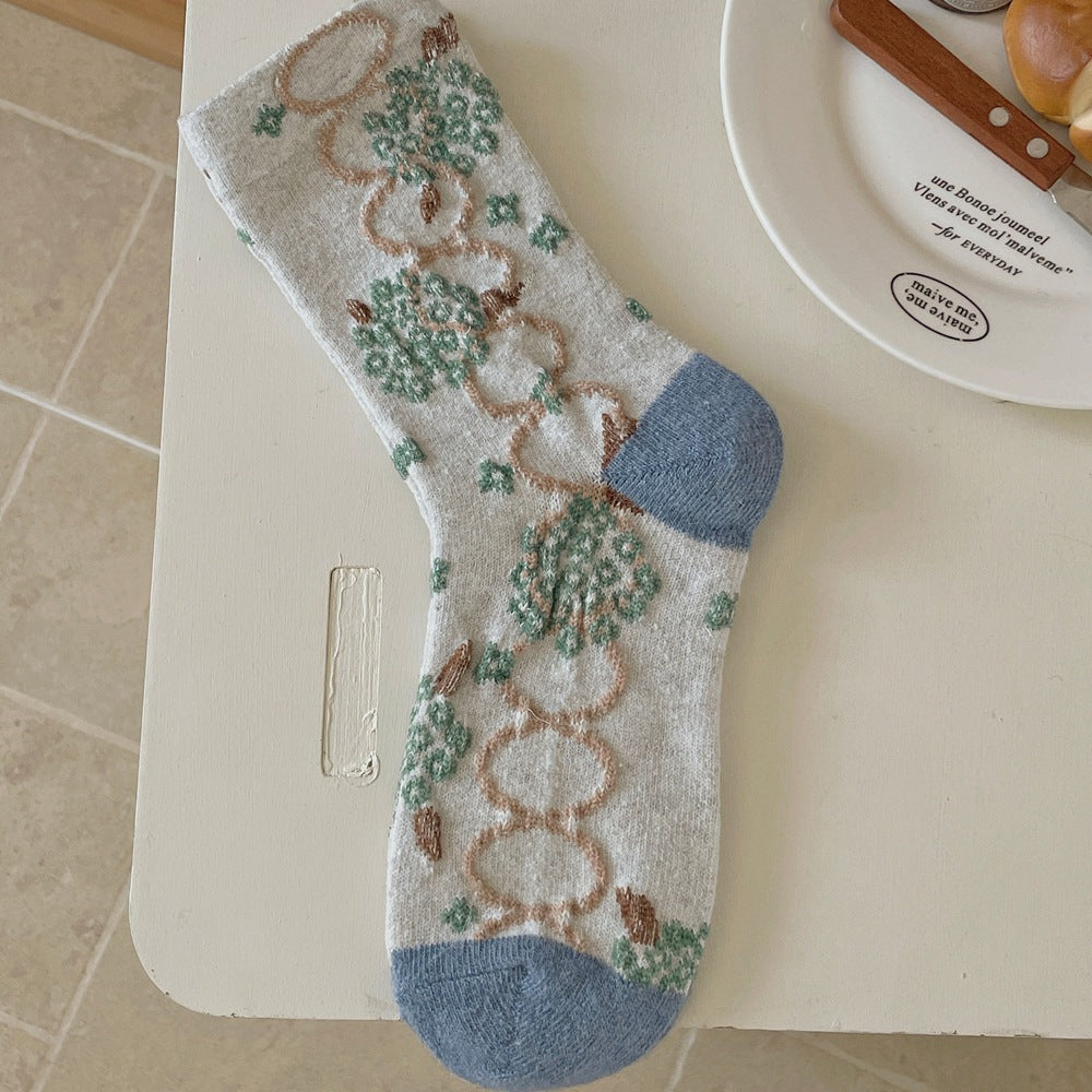 Product image for Rufia - All-Season Unisex Fuzzy Mid-Length Socks (Gray Blue)