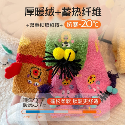 可爱卡通中筒袜女居家地板袜女跨境加厚睡眠袜女跨境新款保暖