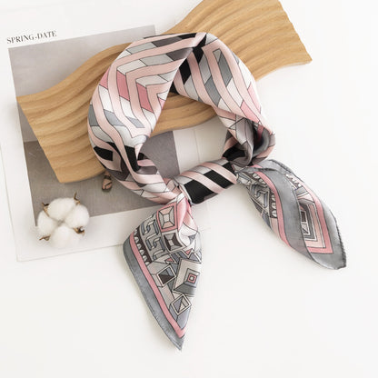 Scarvii stripe scarf head wrap laid out to show full length and stripes