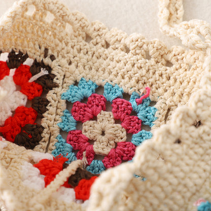 Cosbai Bohemian crochet woven tote bag with natural color and boho style