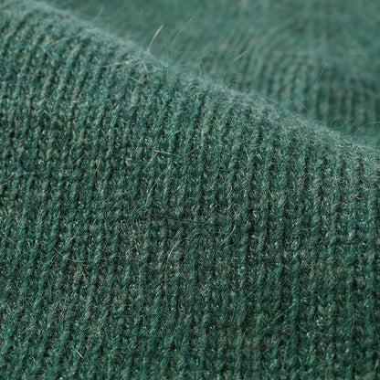 Green soft knit ear-coverage beanie detail