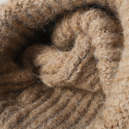 White heathered wool ribbed cuffed knit beanie product view