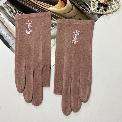 Product image for Gloving - Strawberry Accent Lettering Fingerless Gloves (Dusty Pink)