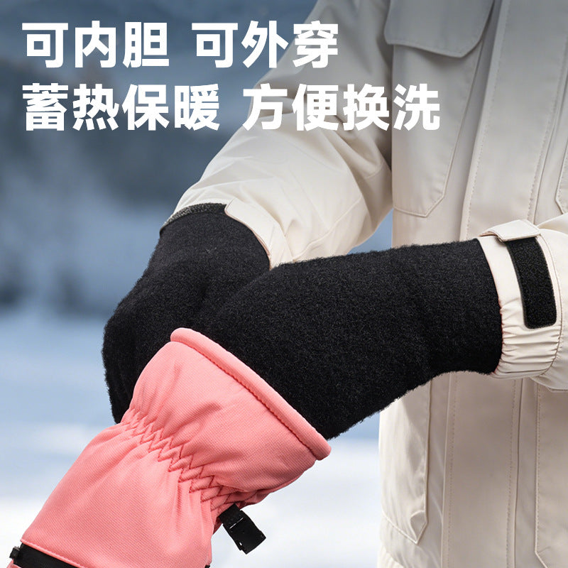 冬季保暖手套滑雪内胆手套防寒户外骑车登山防风防滑触屏手套批发