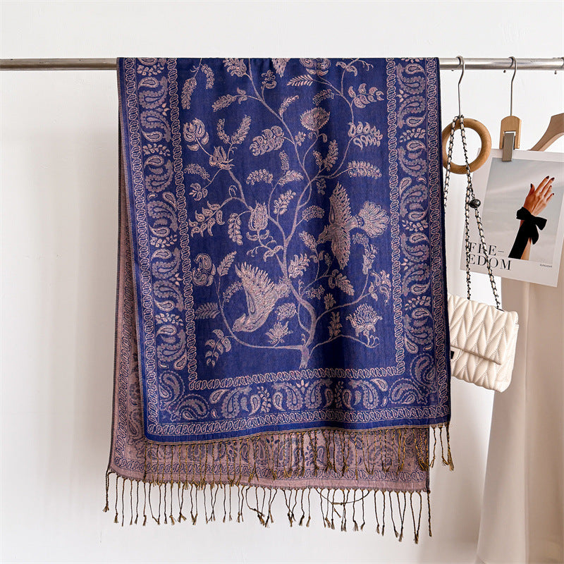 Scarvii - Bird, Botanical and Paisley Fringe Scarf