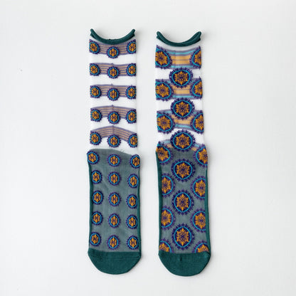 Rufia - Geometric Asymmetrical Sheer Socks