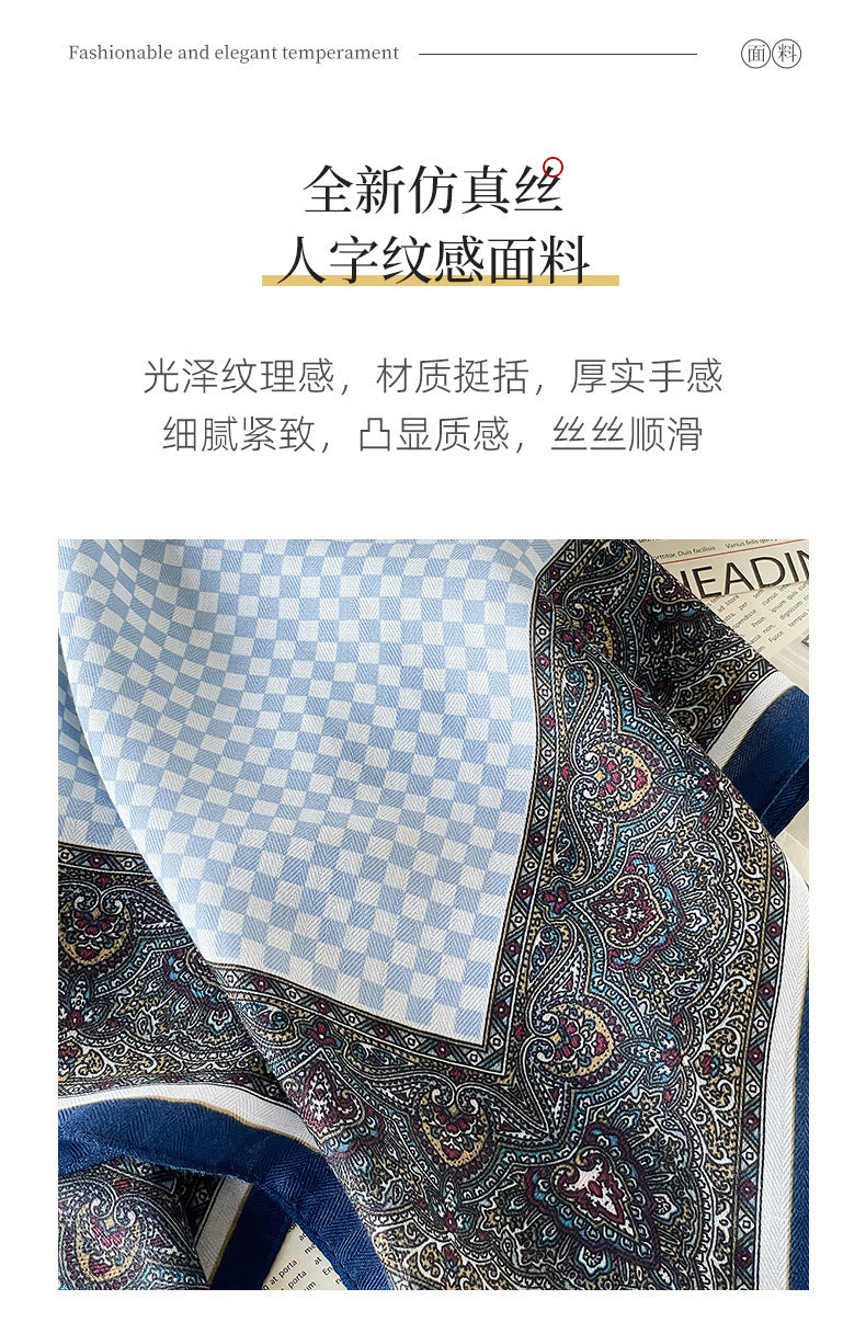 外贸丝巾包头小方巾文艺人字纹披肩百搭时尚春秋领巾围巾一条起订