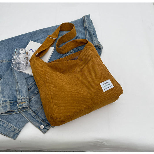 Solid Color Corduroy Crossbody Bag