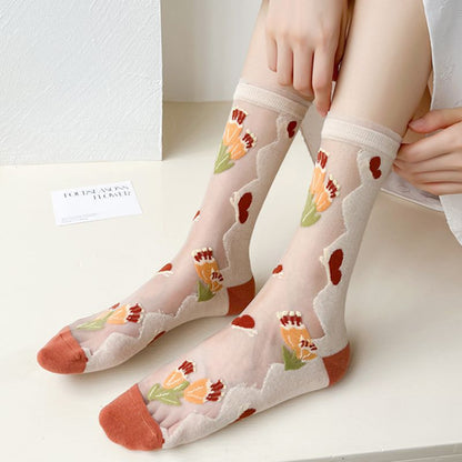 Rufia - Garden Party Pattern Sheer Socks