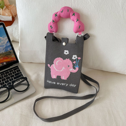 Cosbai mini knitted crossbody and handbag with strap coiled beside it