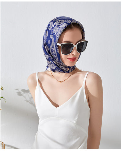 Scarvii Paisley scarf head wrap folded diagonally showing pattern