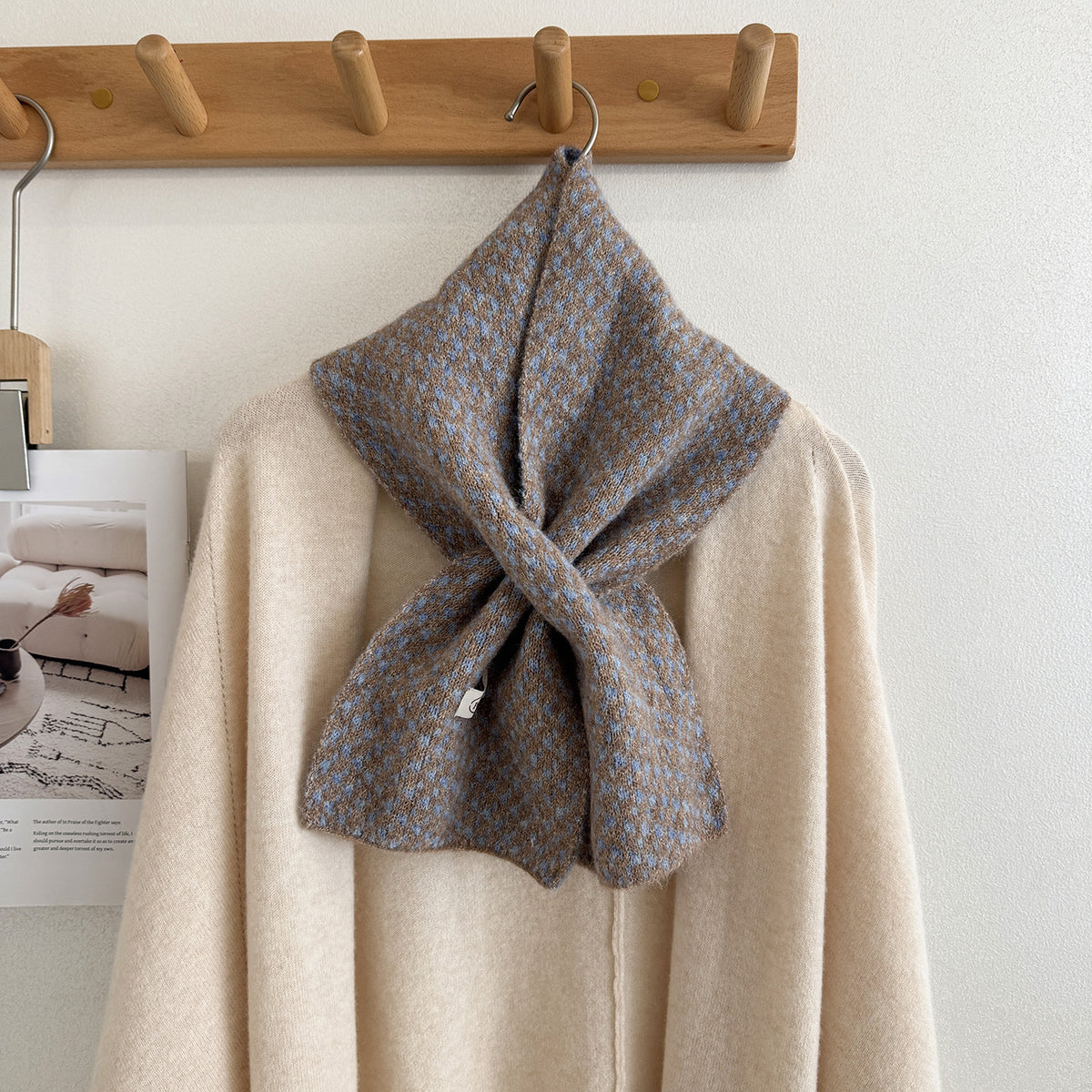 Product image for Scarvii - Fuzzy Textured Surface Narrow Scarf (Camel)