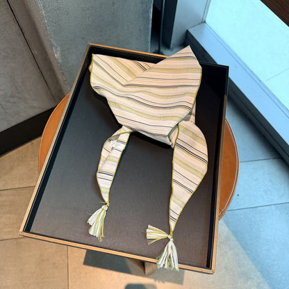 Scarvii - Striped Tassel Triangle Scarf