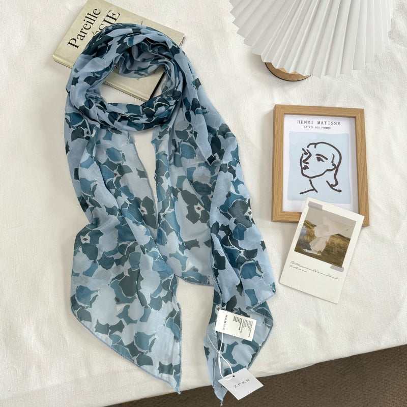 Product image for Scarvii - Sheer Printed Scarf (Blue Floral)