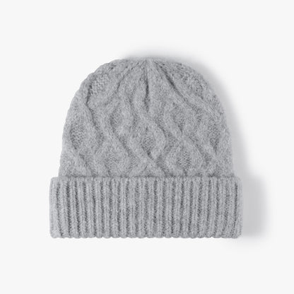Light Gray cable-knit cuffed beanie product view