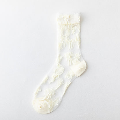 Rufia - Adorable Embroidered Sheer Socks