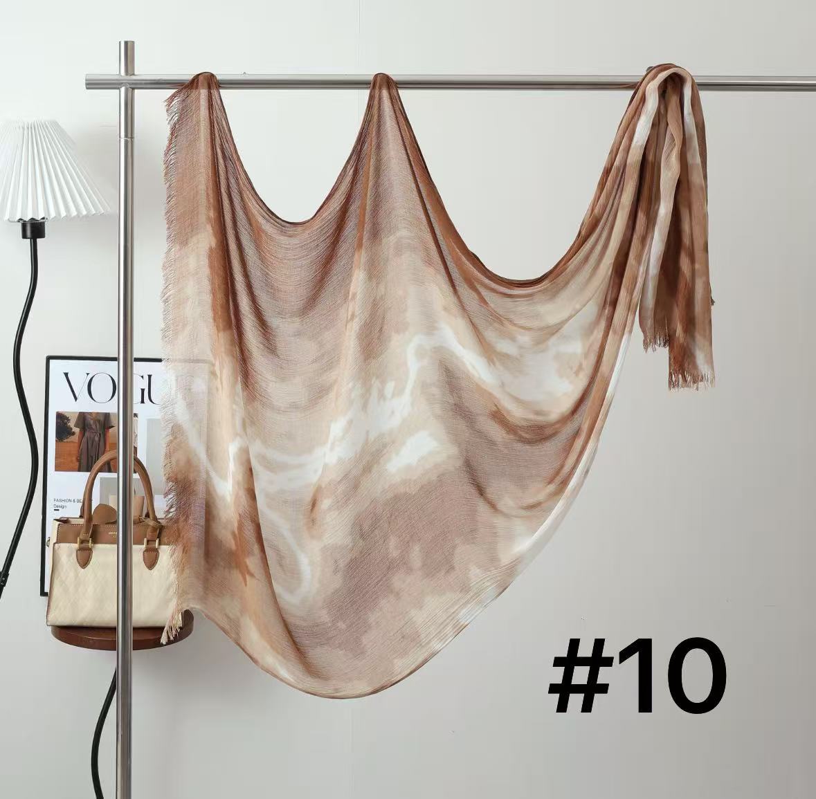 Product image for Scarvii - Abstract Tie-Dye Fringe Scarf (Caramel)