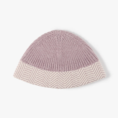 Blush Pink herringbone cuff textured knit beanie product view