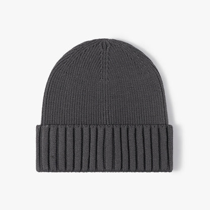 Heather Gray classic solid ribbed cuffed beanie product view