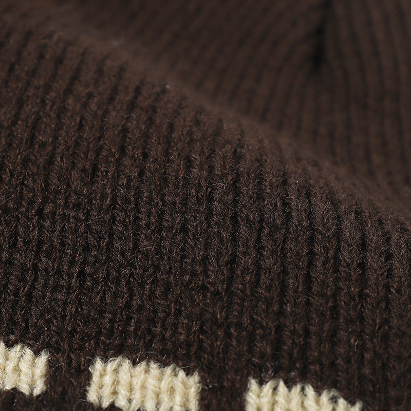Navy contrast dash fleece-lined knit beanie product view