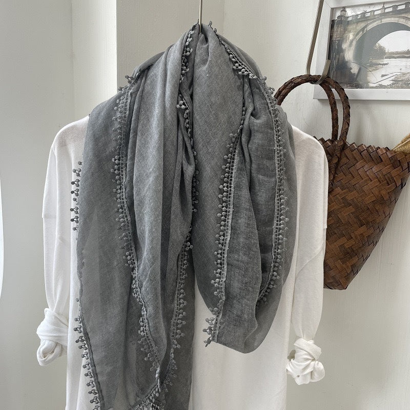 Scarvii light airy oversized solid fringe scarf image 8