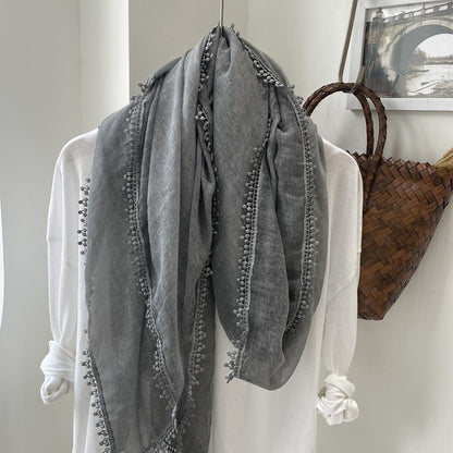 Scarvii light airy oversized solid fringe scarf image 8