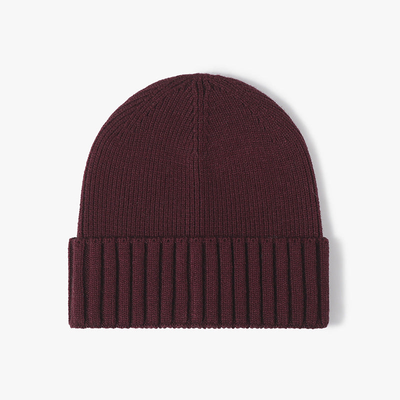 Burgundy classic solid ribbed cuffed beanie product view